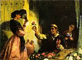 Spanish Canvas Paintings - A Spanish Flower Seller